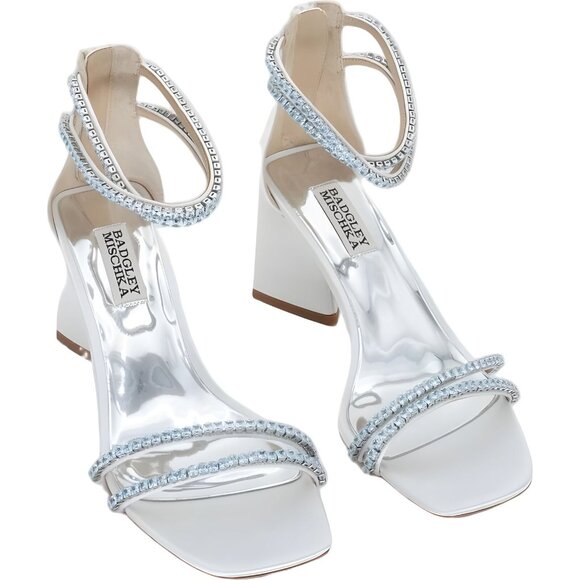 Badgley Mischka Lillie Heeled Sandal Soft White Women's Shoes Size 7